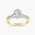 Auriya 14K Gold Lab Grown Diamond Oval Graduated Pear Accent Engagement Ring 1.50 5.50Ct. Tw. F G Vs