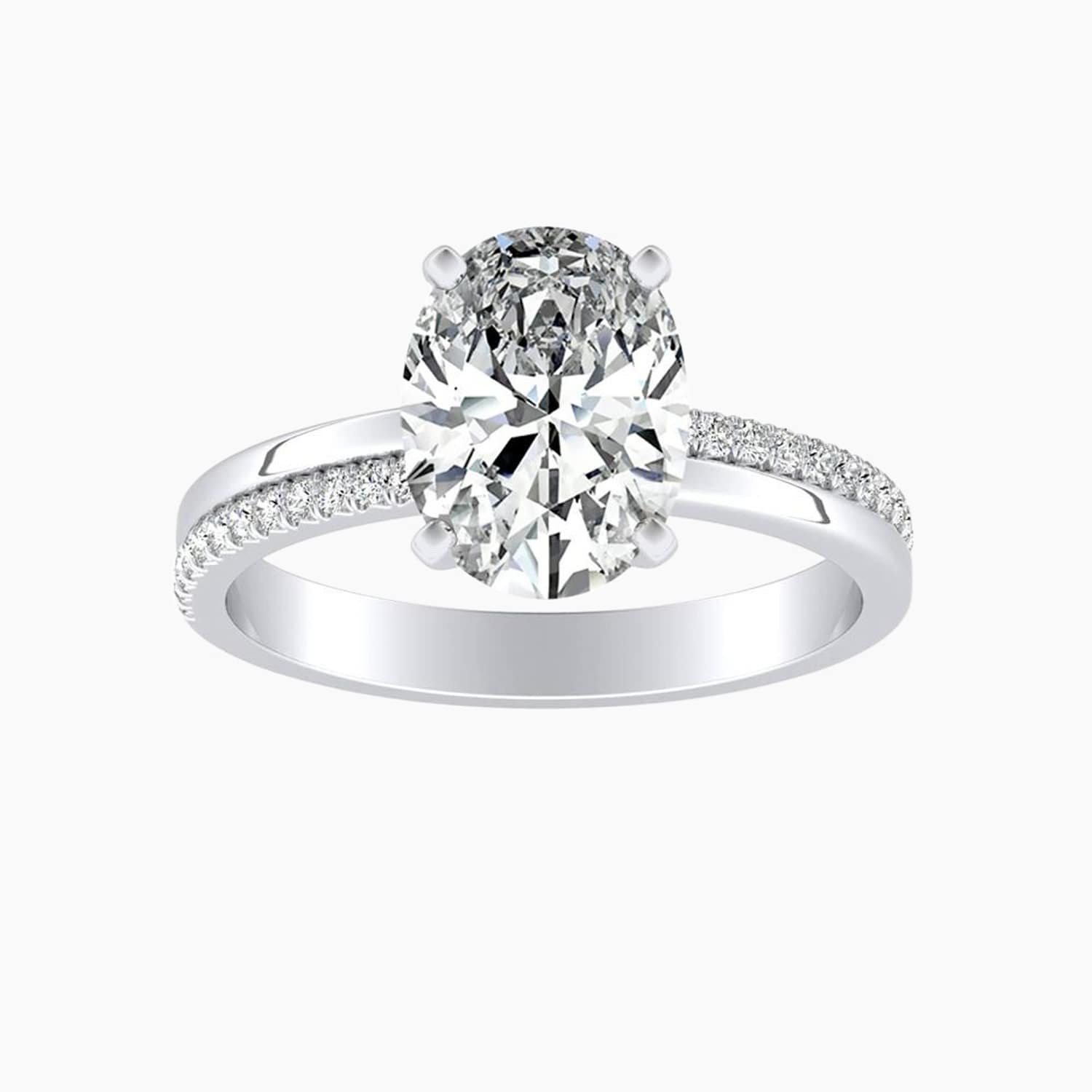 Auriya 14K Gold Lab Grown Diamond Oval Inverted Double Row Engagement Ring 1.12 5.12Ct. Tw. F G Vs