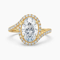 Auriya 14K Gold Lab Grown Diamond Oval Journey Halo Engagement Ring 1.58 5.58Ct. Tw. F G Vs