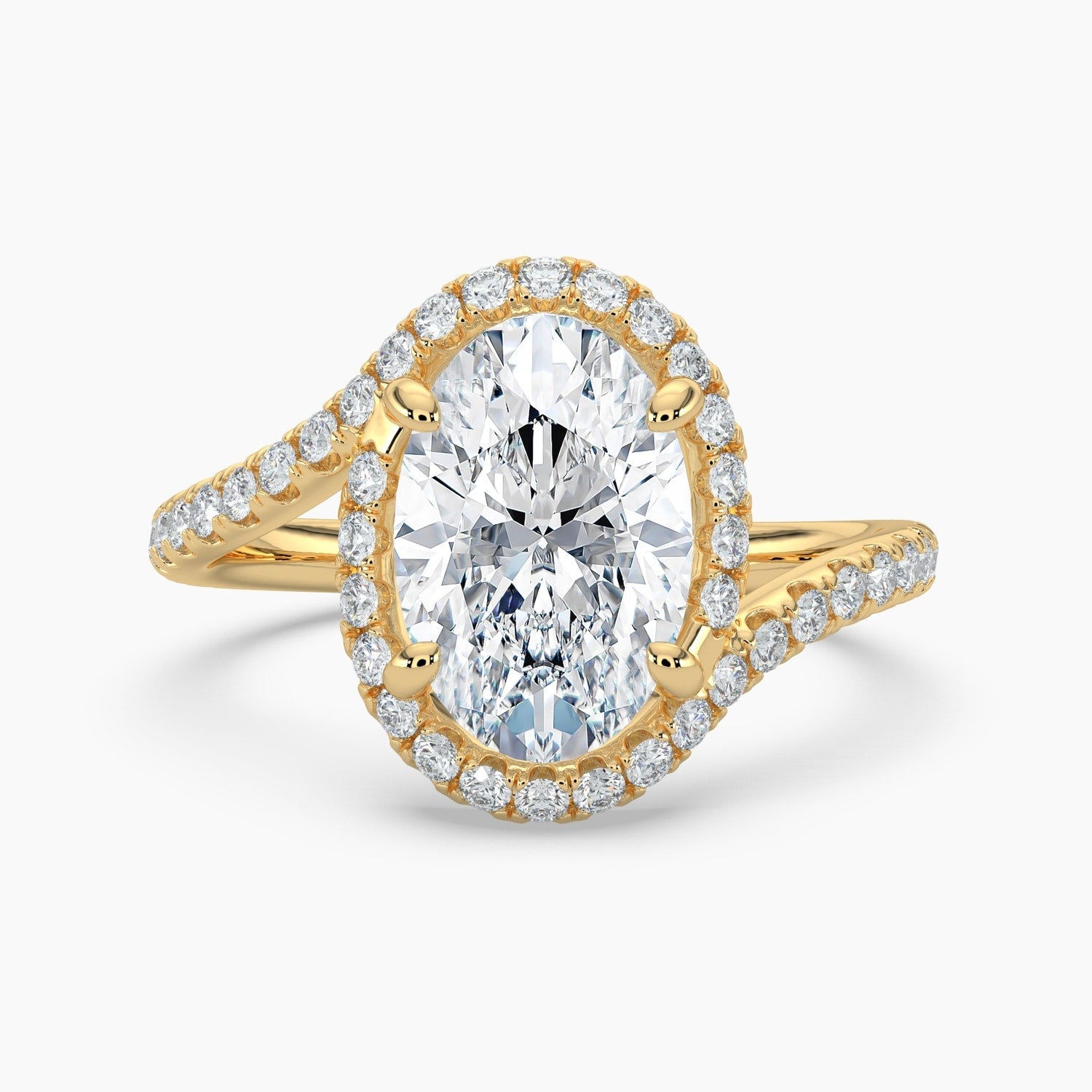 Auriya 14K Gold Lab Grown Diamond Oval Journey Halo Engagement Ring 1.58 5.58Ct. Tw. F G Vs