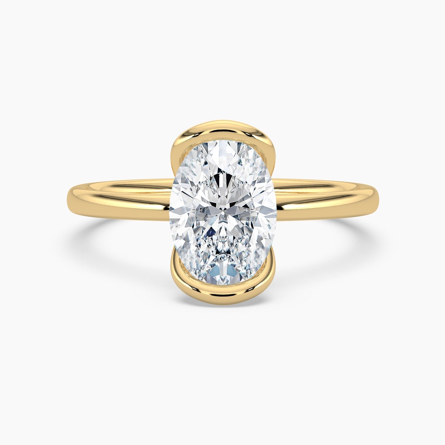 Auriya 14K Gold Lab Grown Diamond Oval Large Loop Solitaire Engagement Ring 1.00 5.00Ct. Tw. F G Vs