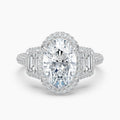 Auriya 14K Gold Lab Grown Diamond Oval Luxe Three Stone Baguette Accent Engagement Ring 2.49 6.49Ct. Tw. F G Vs