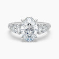 Auriya 14K Gold Lab Grown Diamond Oval Luxe Three Stone Pear Accent Engagement Ring 2.85 6.85Ct. Tw. F G Vs