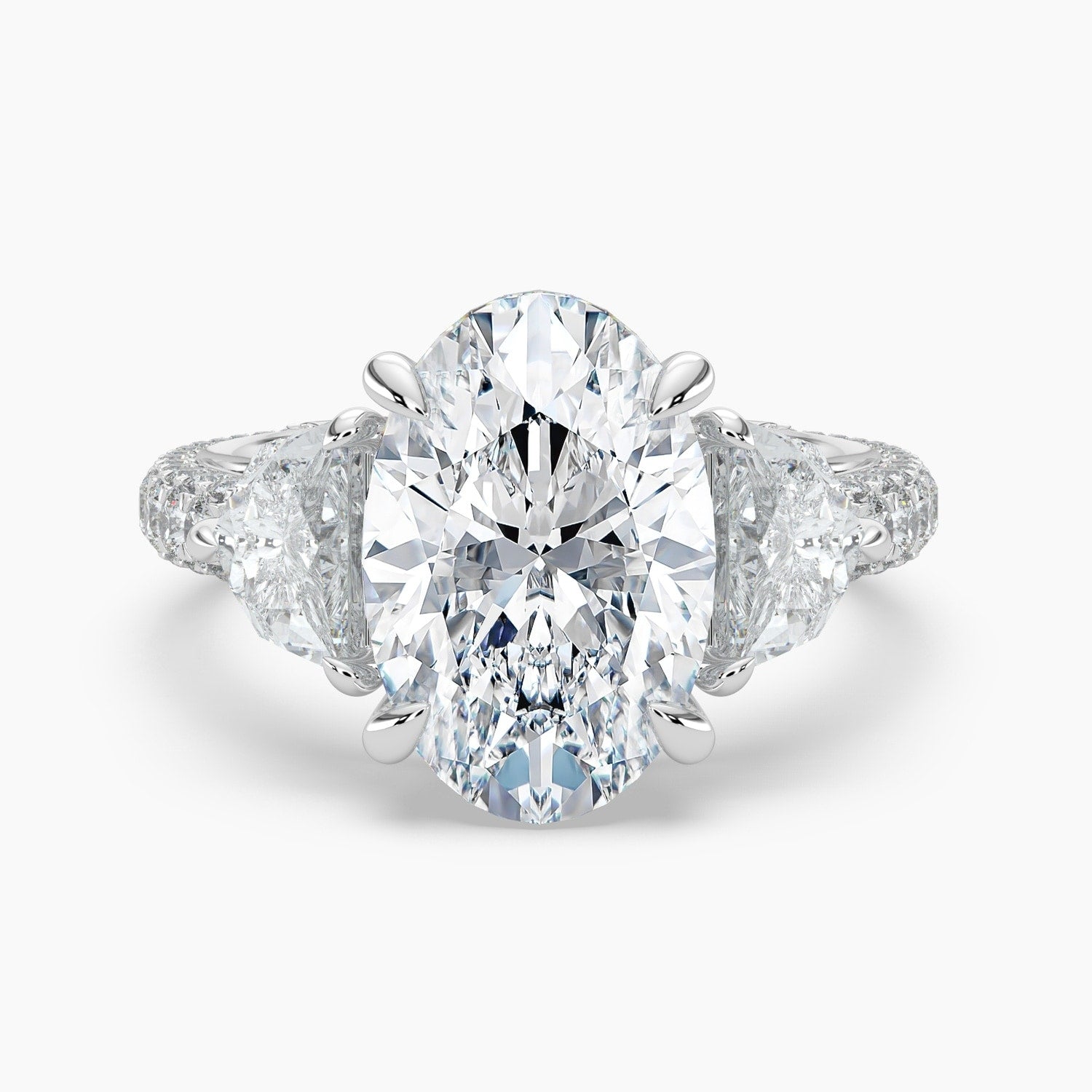 Auriya 14K Gold Lab Grown Diamond Oval Luxe Unique Three Stone Engagement Ring 3.03 7.03Ct. Tw. F G Vs