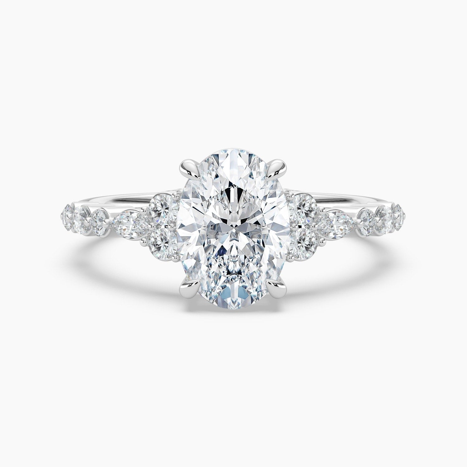Auriya 14K Gold Lab Grown Diamond Oval Marquise Round Embrace Engagement Ring 1.19 5.19Ct. Tw. F G Vs