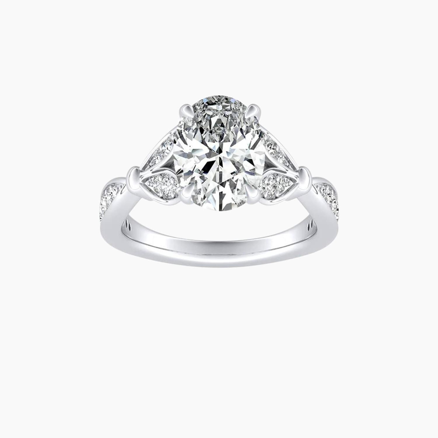 Auriya 14K Gold Lab Grown Diamond Oval Nature Inspired Split Shank Engagement Ring 1.24 5.24Ct. Tw. F G Vs