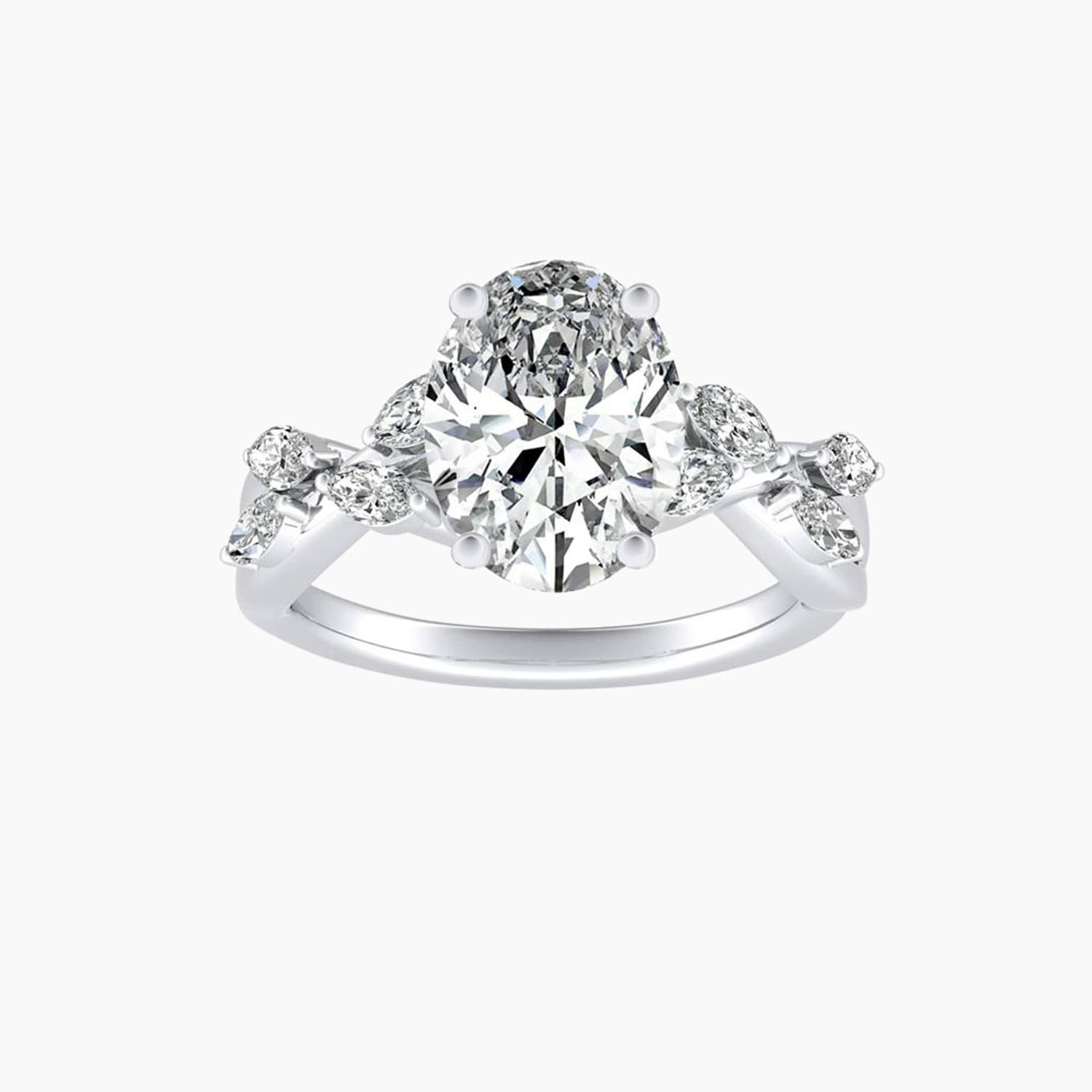 Auriya 14K Gold Lab Grown Diamond Oval Nature Inspired Twisted Vine Engagement Ring 1.30 5.30Ct. Tw. F G Vs