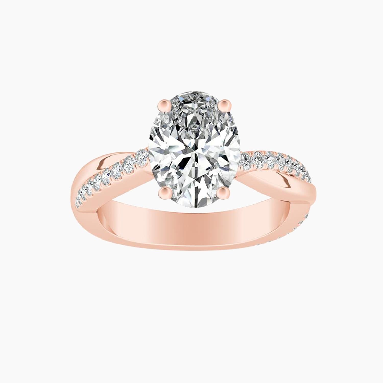 Auriya 14K Gold Lab Grown Diamond Oval Near Eternity Twist Engagement Ring 1.19 5.19Ct. Tw. F G Vs