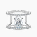 Auriya 14K Gold Lab Grown Diamond Oval Open Double Band Engagement Ring 1.63 5.63Ct. Tw. F G Vs