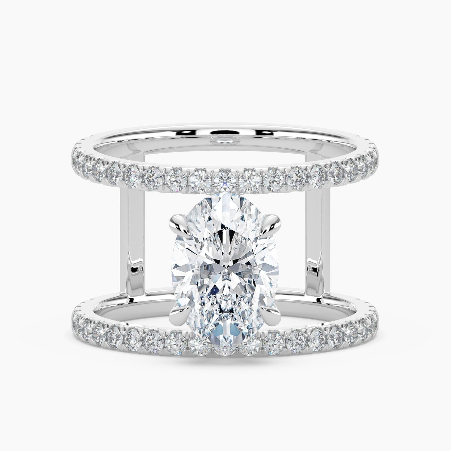 Auriya 14K Gold Lab Grown Diamond Oval Open Double Band Engagement Ring 1.63 5.63Ct. Tw. F G Vs