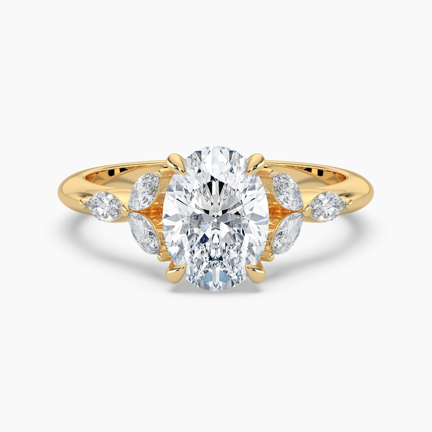 Auriya 14K Gold Lab Grown Diamond Oval Floral Accent Engagement Ring 1.33 5.33Ct. Tw. F G Vs