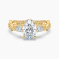 Auriya 14K Gold Lab Grown Diamond Oval Thorn Vine Three Stone Hidden Halo Engagement Ring 1.34 5.34Ct. Tw. F G Vs