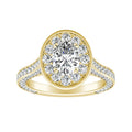 Auriya 14K Gold Lab Grown Diamond Oval Three Sided Halo Engagement Ring 2.27 6.27Ct. Tw. F G Vs