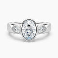 Auriya 14K Gold Lab Grown Diamond Oval Three Stone Bezel Wide Band Engagement Ring 1.45 5.45Ct. Tw. F G Vs