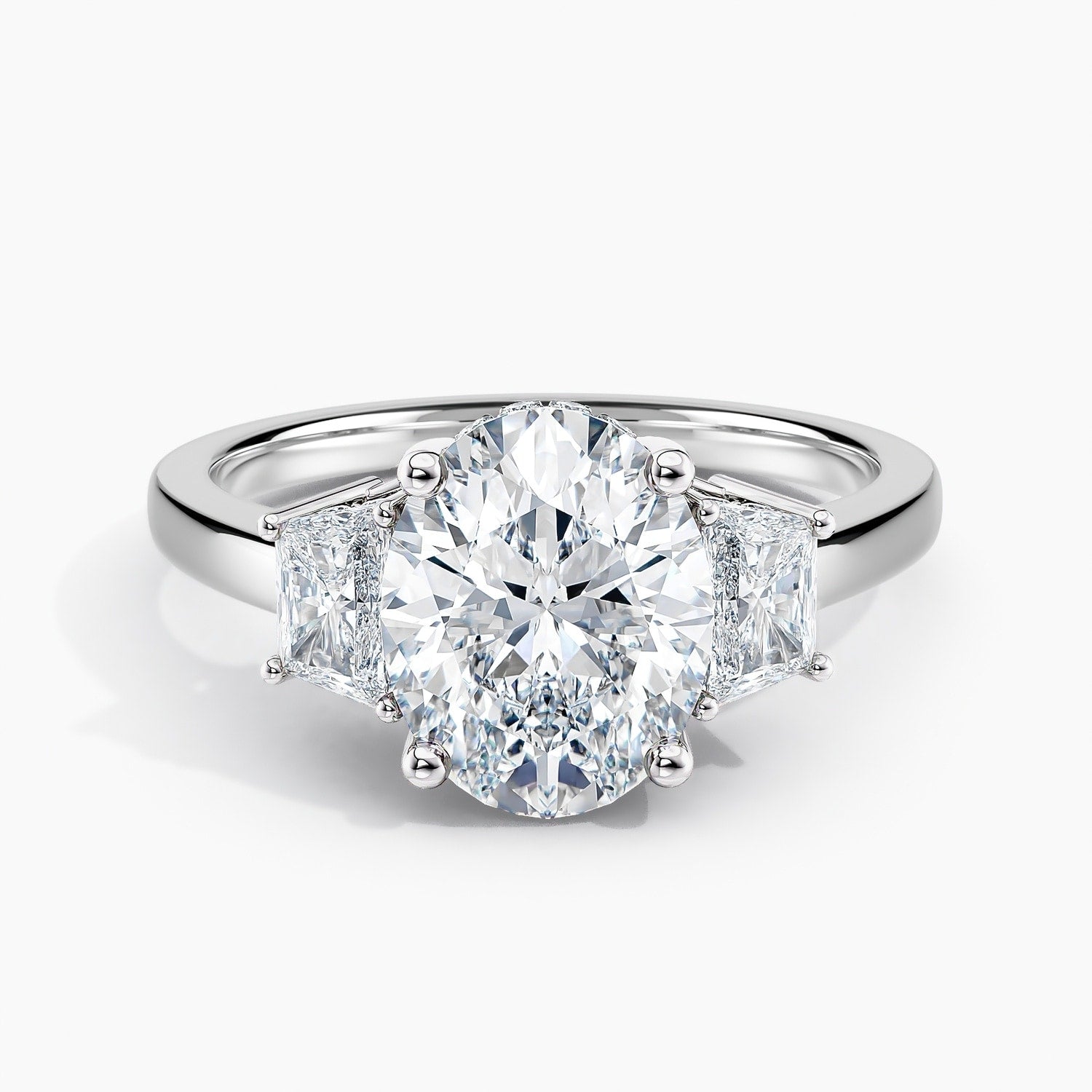 Auriya 14K Gold Lab Grown Diamond Oval Three Stone Hidden Halo Engagement Ring 1.66 5.66Ct. Tw. F G Vs