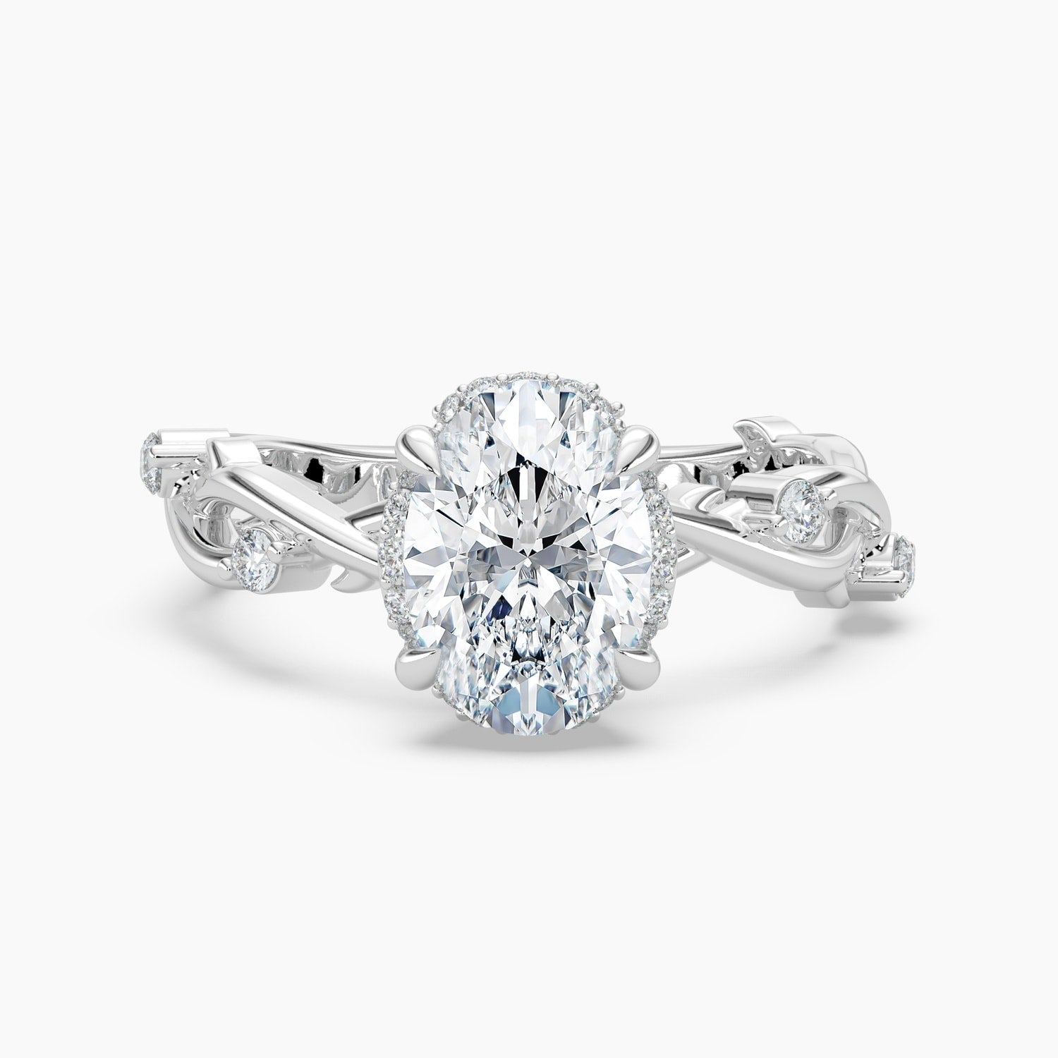 Auriya 14K Gold Lab Grown Diamond Oval Twisted Vine Loop Halo Engagement Ring 1.18 5.18Ct. Tw. F G Vs