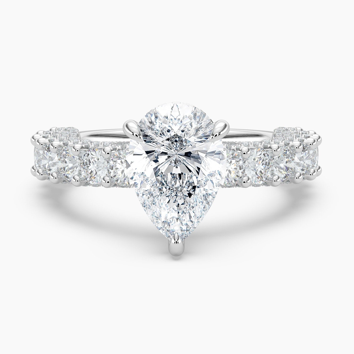 Auriya 14K Gold Lab Grown Diamond Pear Shape Adorned Crescent Engagement Ring 3.19 7.19Ct. Tw. F G Vs
