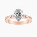 Auriya 14K Gold Lab Grown Diamond Pear Shape Bezel Multi Shape Art Deco Engraved Engagement Ring 1.32 5.32Ct. Tw. F G Vs