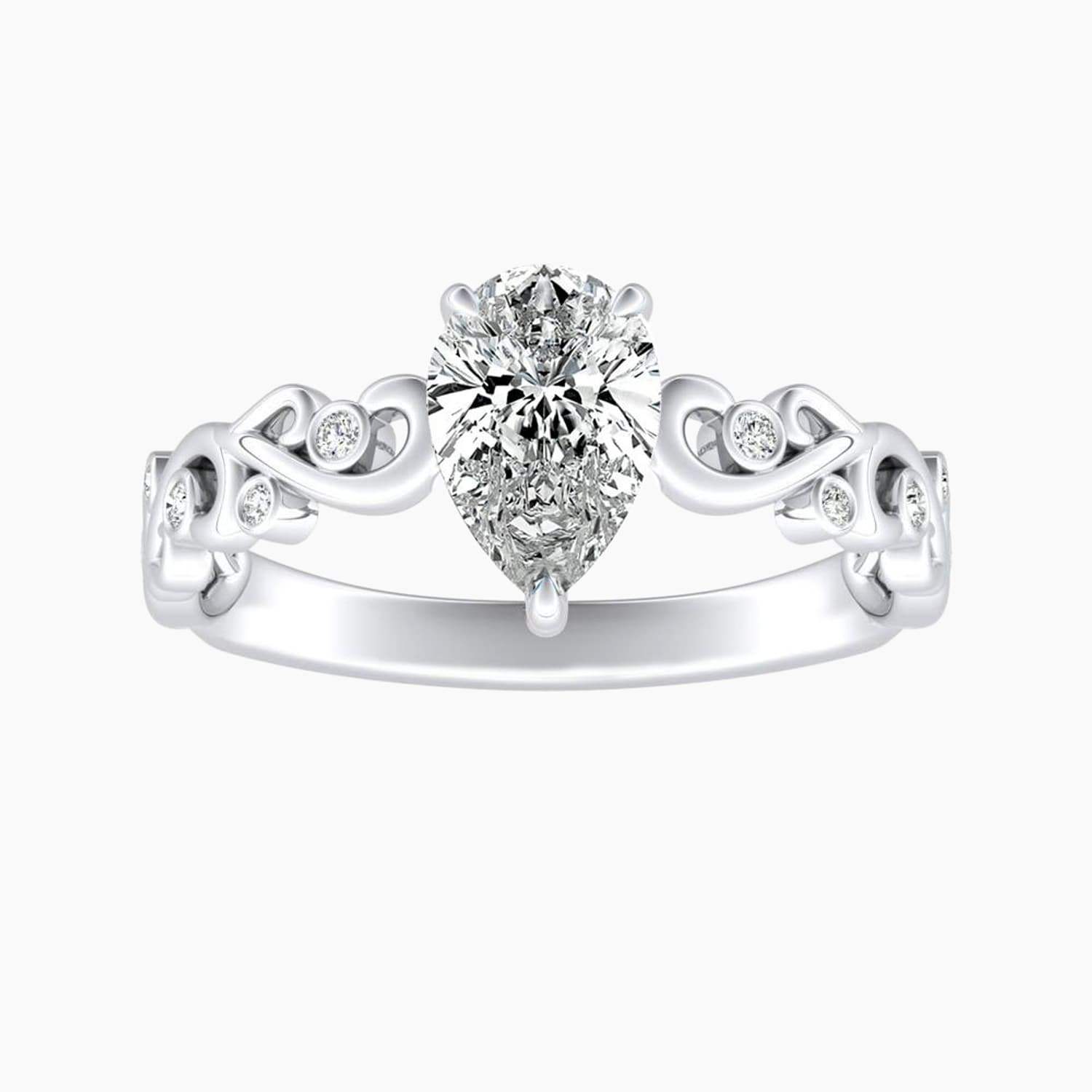 Auriya 14K Gold Lab Grown Diamond Pear Shape Bezel Vine Engagement Ring 1.05 5.05Ct. Tw. F G Vs