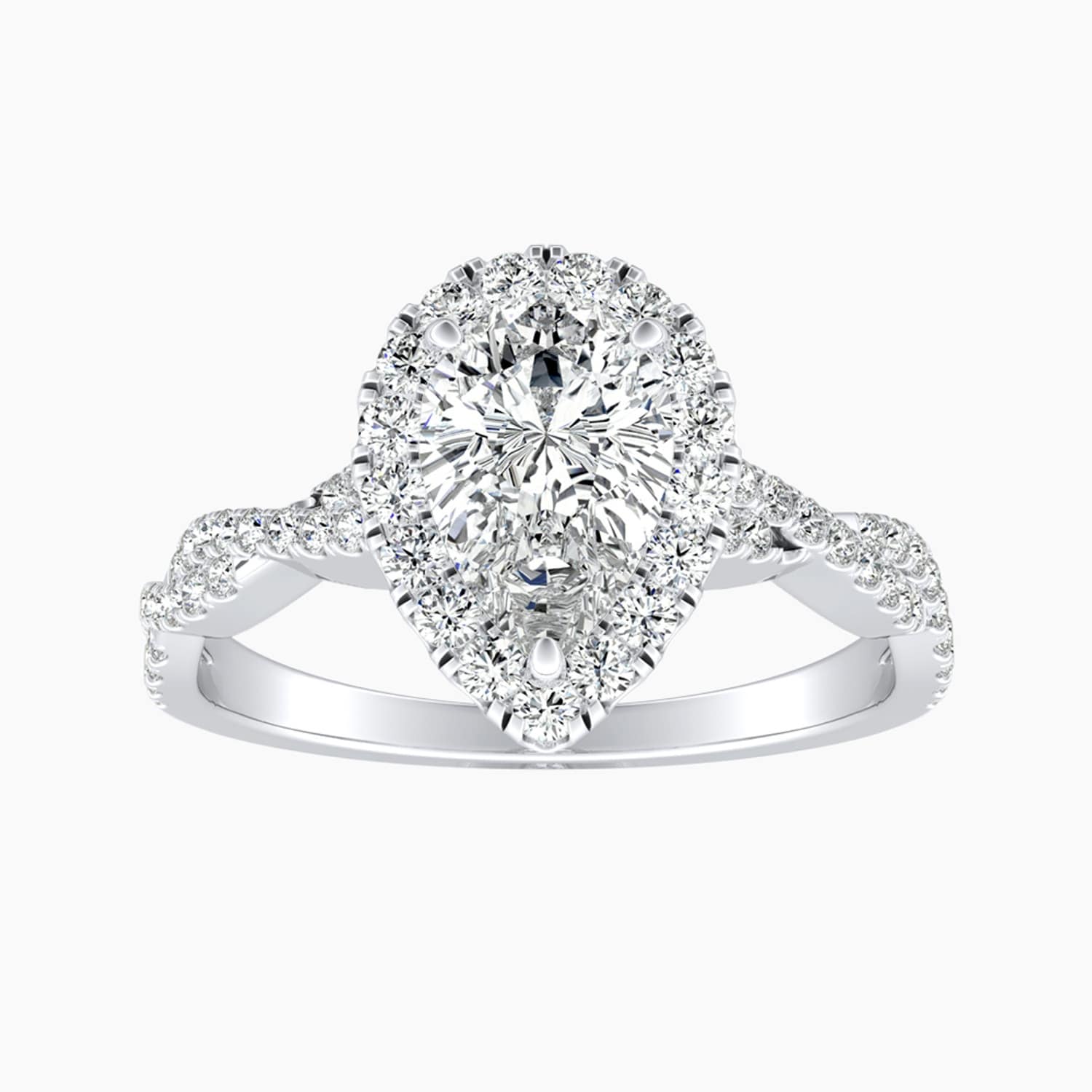 Auriya 14K Gold Lab Grown Diamond Pear Shape Braided Halo Engagement Ring 1.35 5.35Ct. Tw. F G Vs