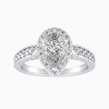 Auriya 14K Gold Lab Grown Diamond Pear Shape Cathedral Bead Bright Halo Engagement Ring 1.52 5.52Ct. Tw. F G Vs