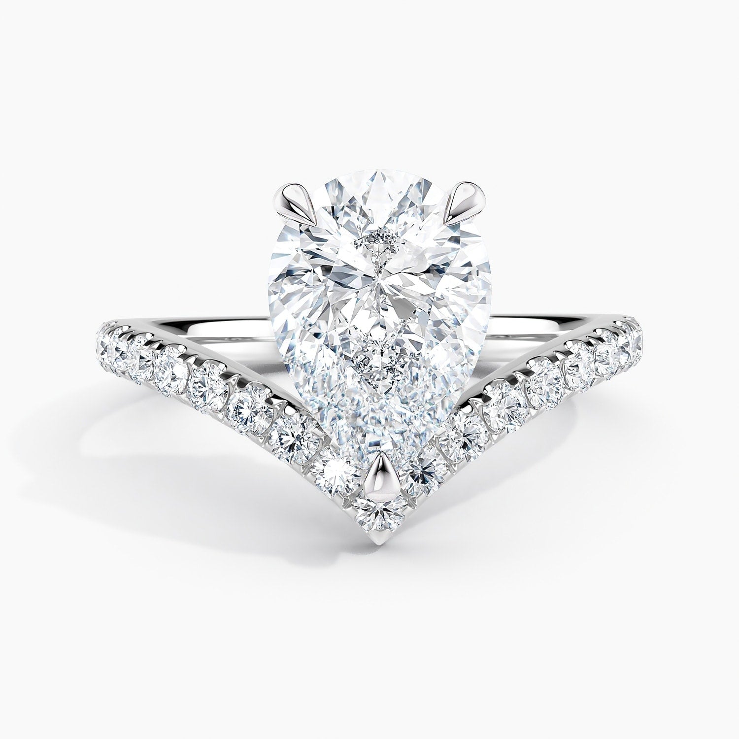 Auriya 14K Gold Lab Grown Diamond Pear Shape Chevron V Engagement Ring 1.40 5.40Ct. Tw. F G Vs