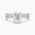 Auriya 14K Gold Lab Grown Diamond Pear Shape Cross Over Double Hidden Halo Engagement Ring 1.56 5.56Ct. Tw. F G Vs