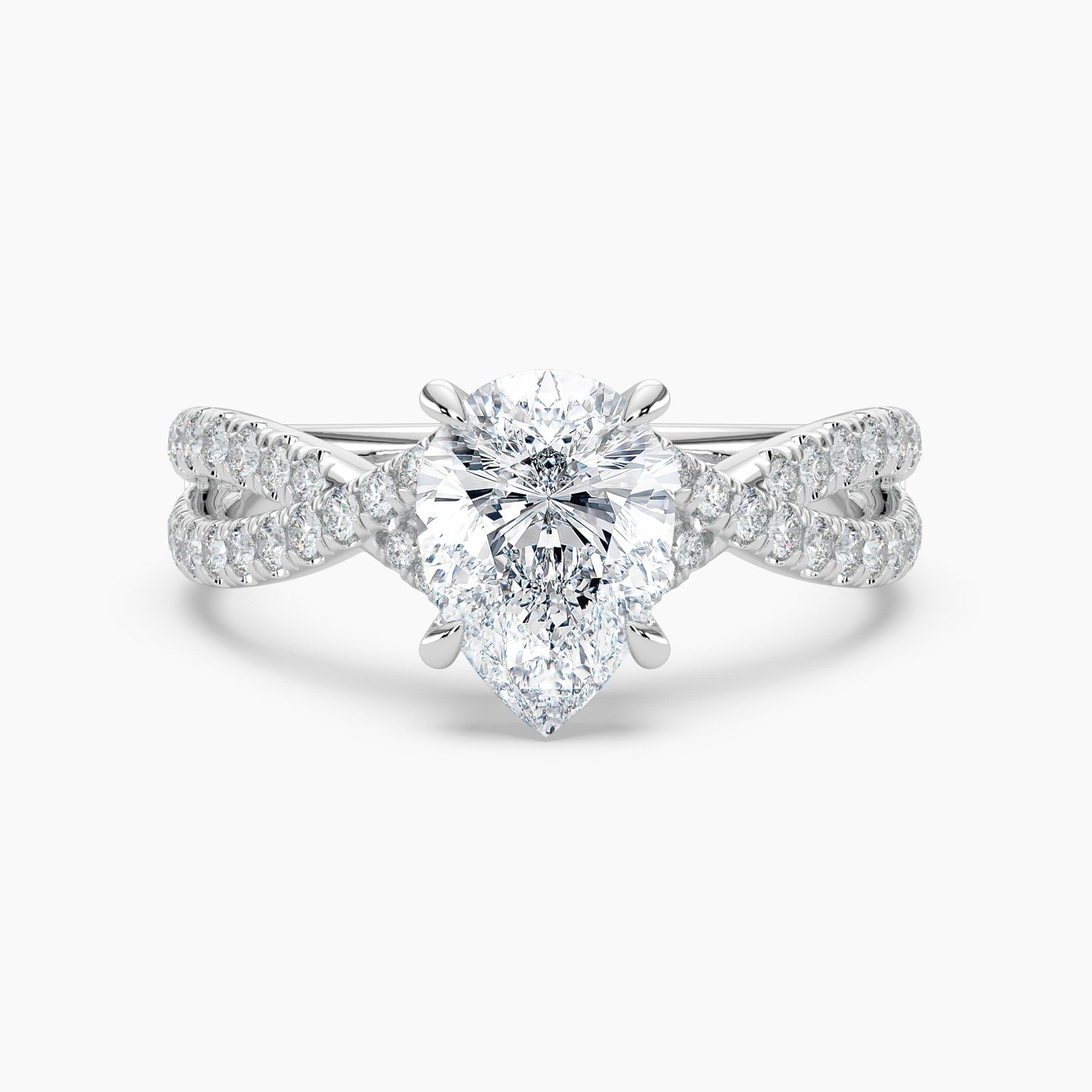 Auriya 14K Gold Lab Grown Diamond Pear Shape Cross Over Double Hidden Halo Engagement Ring 1.56 5.56Ct. Tw. F G Vs