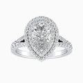 Auriya 14K Gold Lab Grown Diamond Pear Shape Double Halo Split Shank Engagement Ring 1.50 5.50Ct. Tw. F G Vs