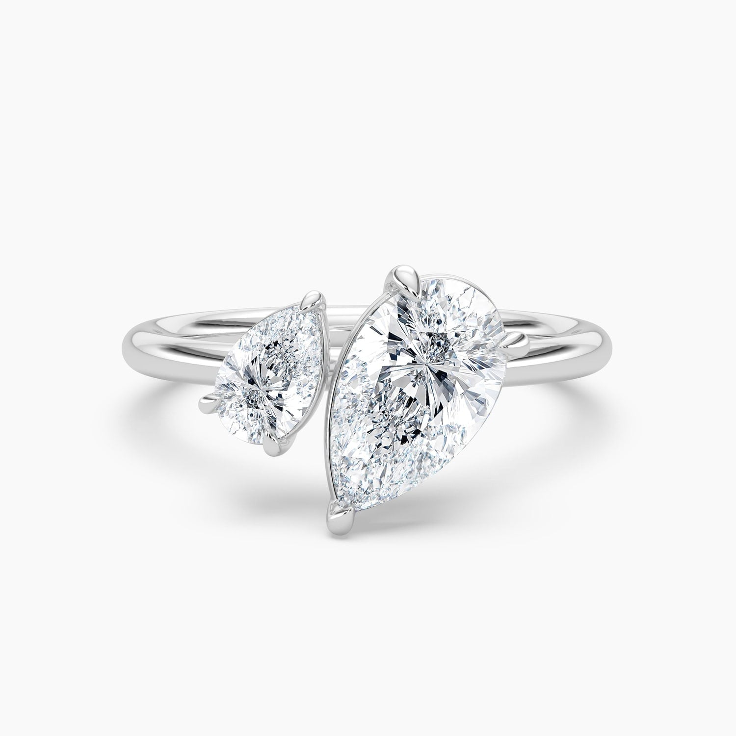 Auriya 14K Gold Lab Grown Diamond Pear Shape Double Solitaire Engagement Ring 1.36 5.36Ct. Tw. F G Vs