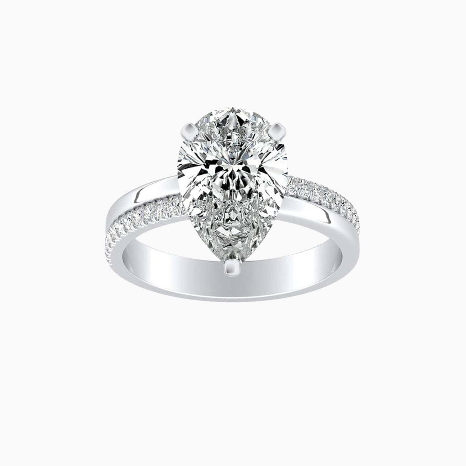 Auriya 14K Gold Lab Grown Diamond Pear Shape Inverted Double Row Engagement Ring 1.12 5.12Ct. Tw. F G Vs
