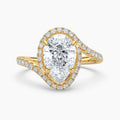 Auriya 14K Gold Lab Grown Diamond Pear Shape Journey Halo Engagement Ring 1.58 5.58Ct. Tw. F G Vs
