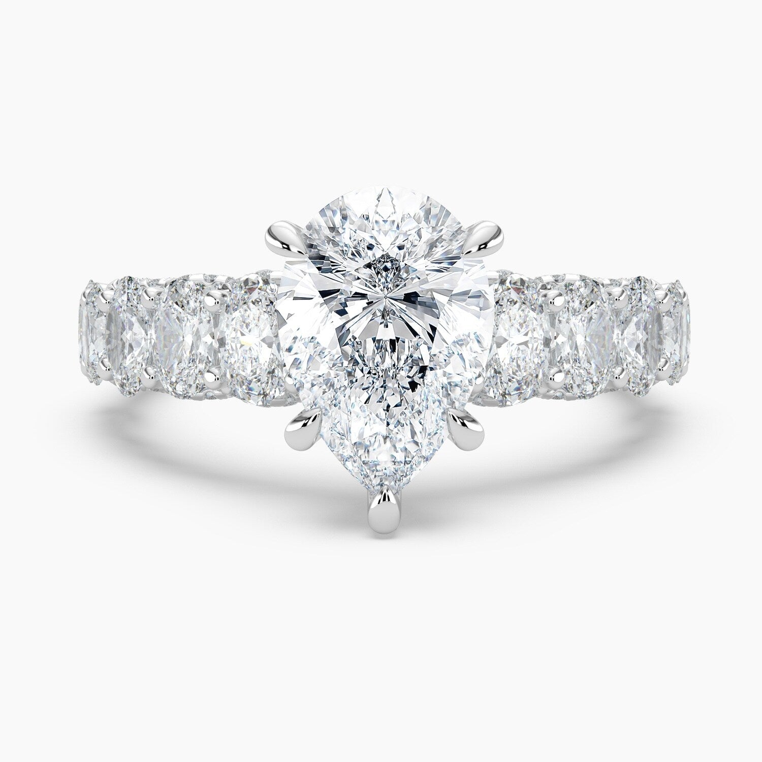 Auriya 14K Gold Lab Grown Diamond Pear Shape Luxe Graduated Oval Engagement Ring 3.05 7.05Ct. Tw. F G Vs