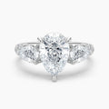 Auriya 14K Gold Lab Grown Diamond Pear Shape Luxe Three Stone Pear Accent Engagement Ring 2.85 6.85Ct. Tw. F G Vs