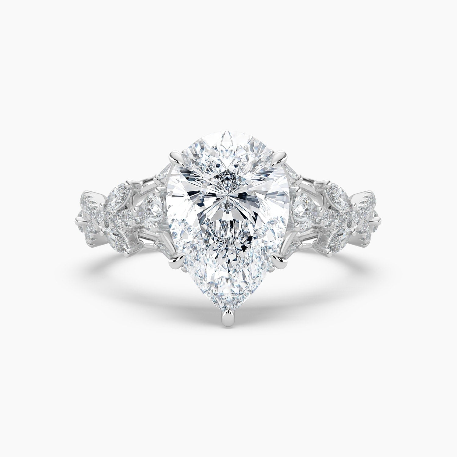 Auriya 14K Gold Lab Grown Diamond Pear Shape Luxe Twisted Vine Engagement Ring 1.61 5.61Ct. Tw. F G Vs