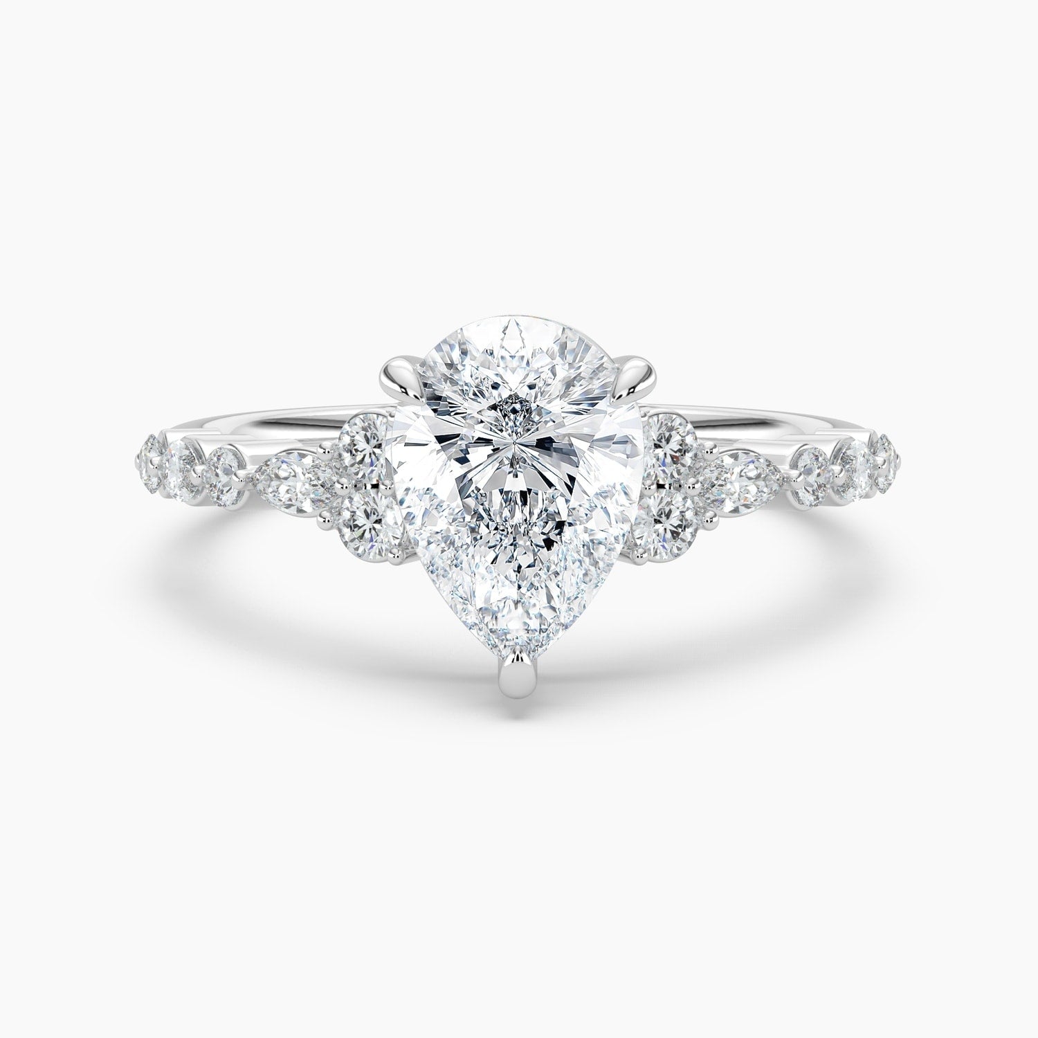 Auriya 14K Gold Lab Grown Diamond Pear Shape Marquise Round Embrace Engagement Ring 1.19 5.19Ct. Tw. F G Vs