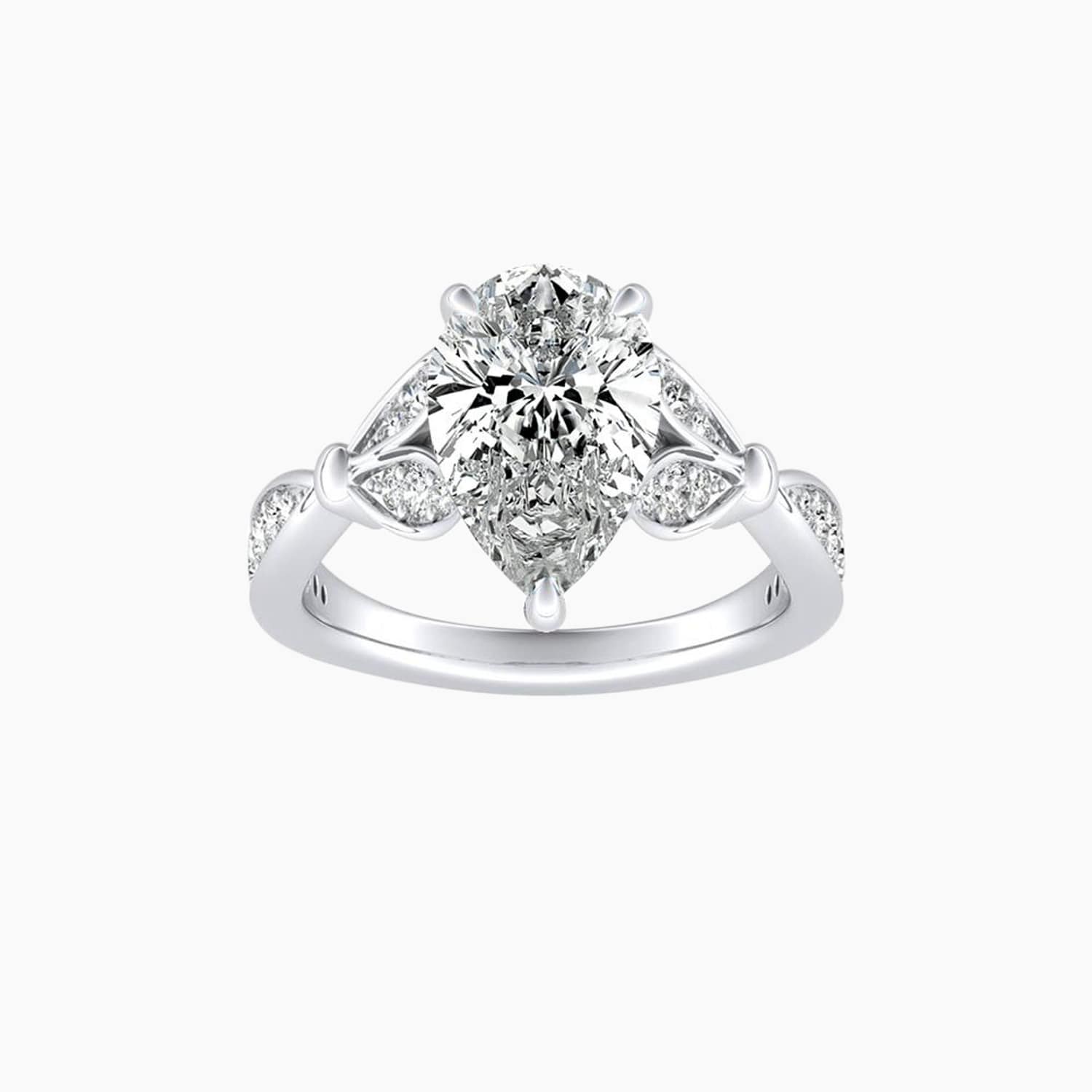 Auriya 14K Gold Lab Grown Diamond Pear Shape Nature Inspired Split Shank Engagement Ring 1.24 5.24Ct. Tw. F G Vs