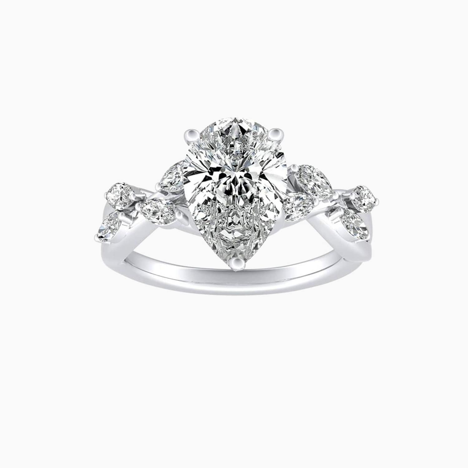 Auriya 14K Gold Lab Grown Diamond Pear Shape Nature Inspired Twisted Vine Engagement Ring 1.30 5.30Ct. Tw. F G Vs