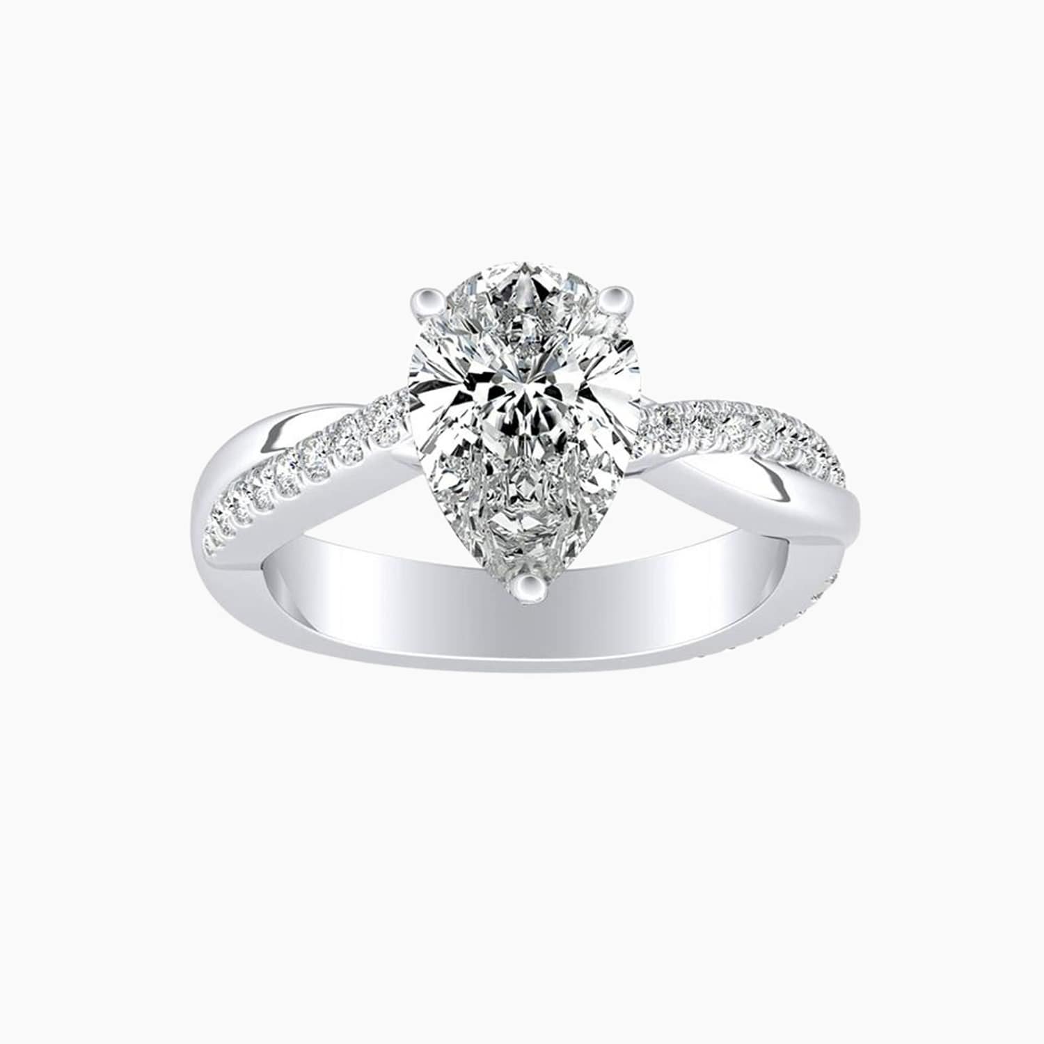 Auriya 14K Gold Lab Grown Diamond Pear Shape Near Eternity Twist Engagement Ring 1.19 5.19Ct. Tw. F G Vs