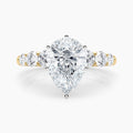 Auriya 14K Gold Lab Grown Diamond Pear Shape Tapered Trilogy Accent Engagement Ring 1.62 5.62Ct. Tw. F G Vs