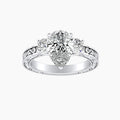Auriya 14K Gold Lab Grown Diamond Pear Shape Three Stone Fern Leaf Antique Engagement Ring 1.32 5.32Ct. Tw. F G Vs