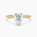 Auriya 14K Gold Lab Grown Diamond Pear Shape Twisted Hidden Halo Engagement Ring 1.04 5.04Ct. Tw. F G Vs