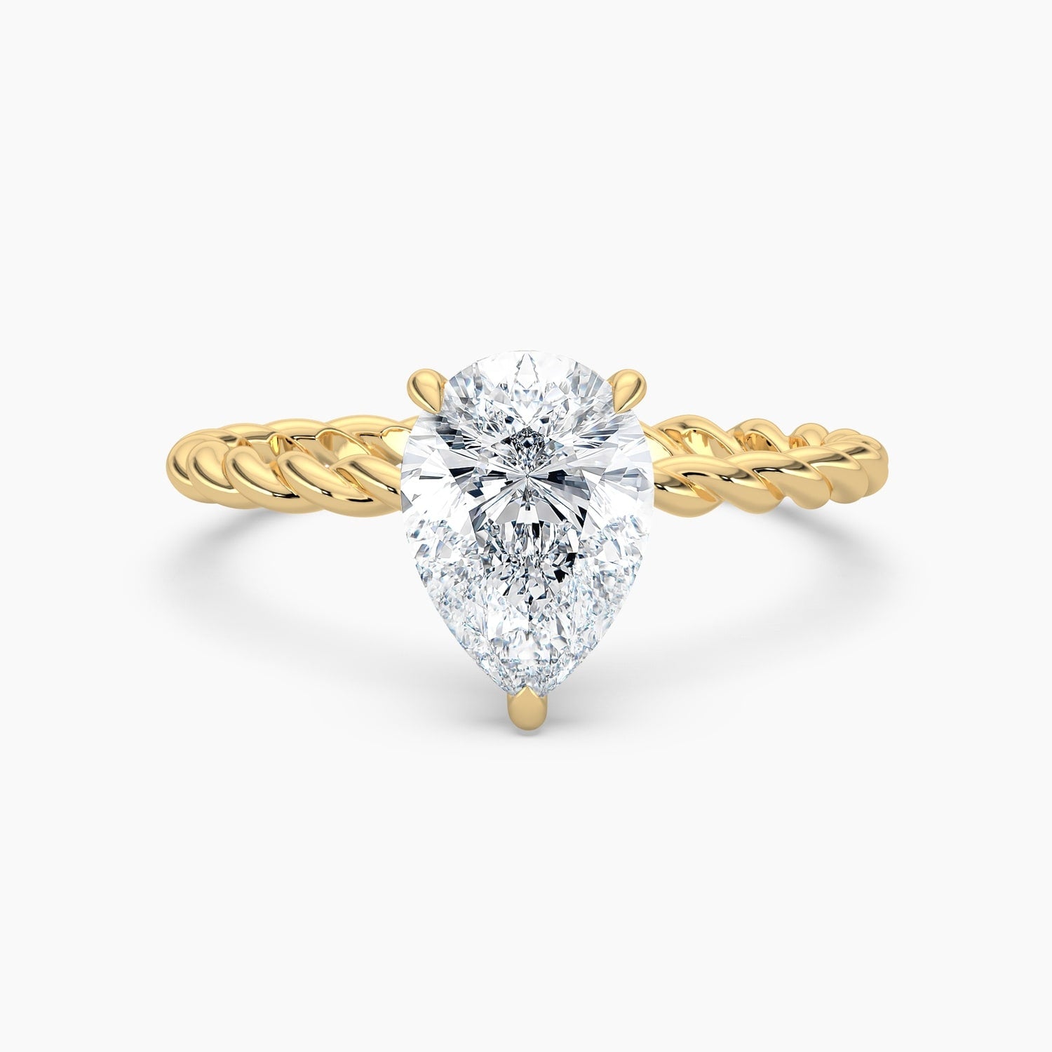 Auriya 14K Gold Lab Grown Diamond Pear Shape Twisted Hidden Halo Engagement Ring 1.04 5.04Ct. Tw. F G Vs