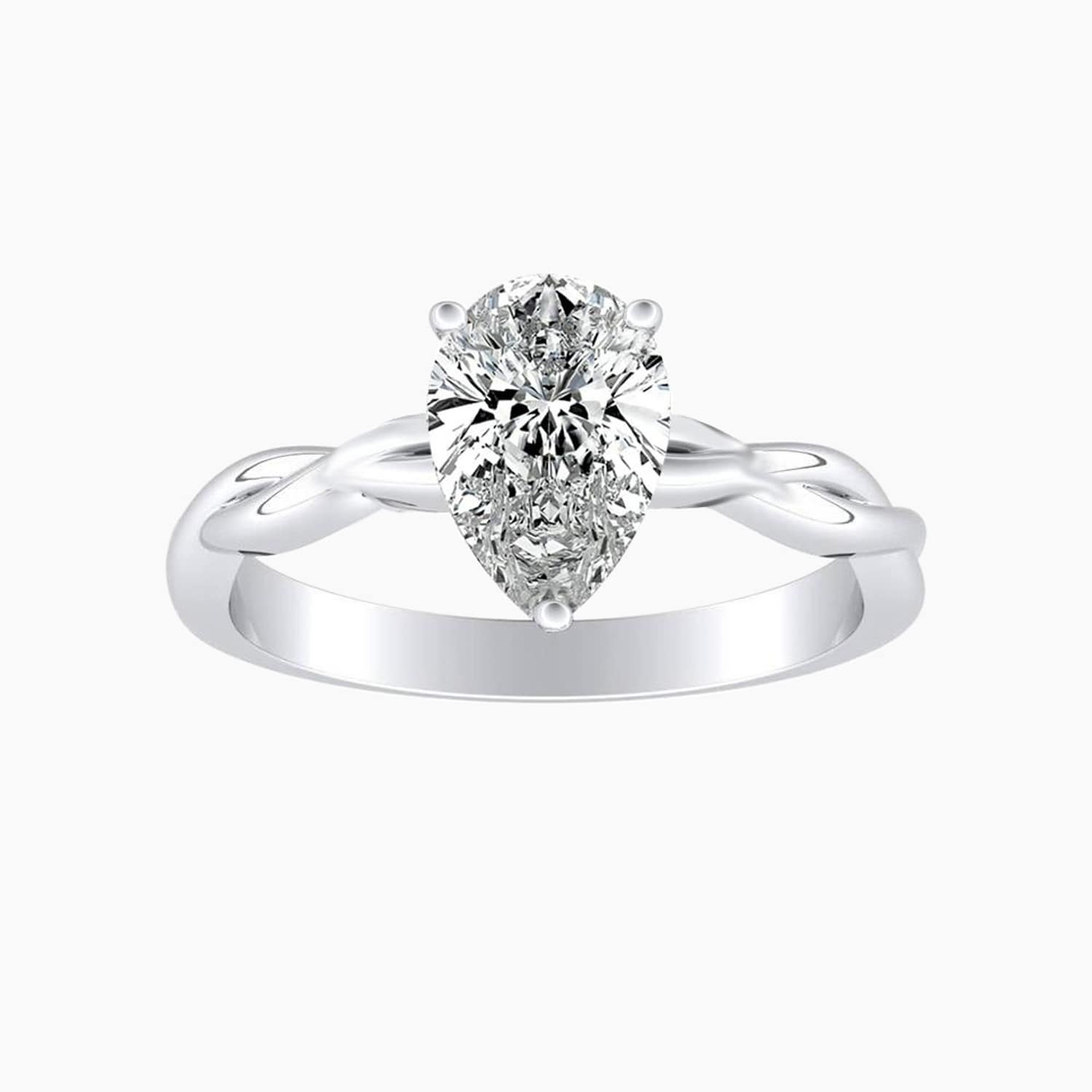 Auriya 14K Gold Lab Grown Diamond Pear Shape Twisted Solitaire Engagement Ring 1.00 5.00Ct. Tw. F G Vs