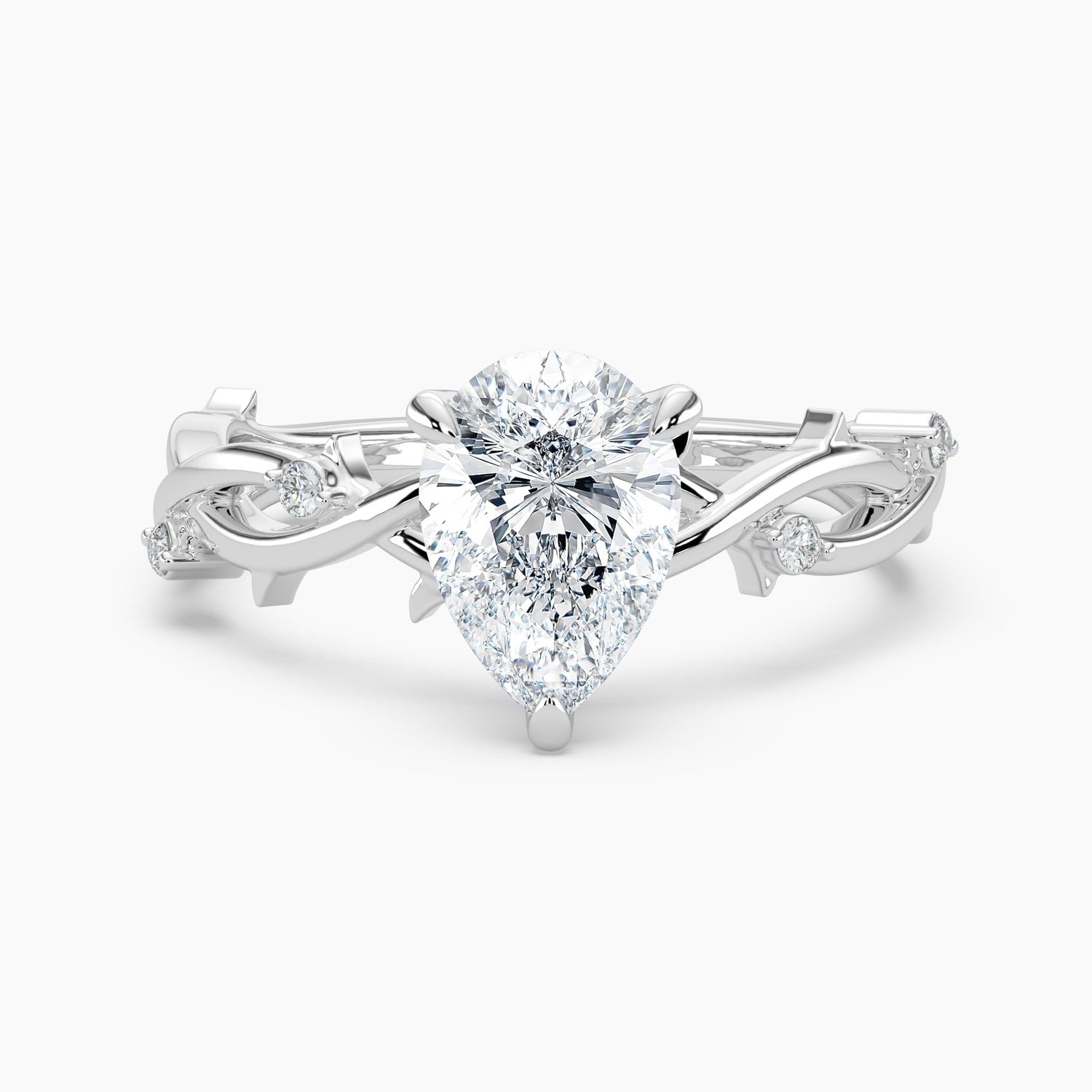 Auriya 14K Gold Lab Grown Diamond Pear Shape Twisted Vine Engagement Ring 1.03 5.03Ct. Tw. F G Vs