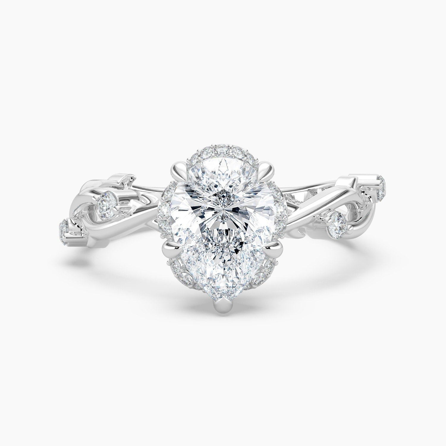 Auriya 14K Gold Lab Grown Diamond Pear Shape Twisted Vine Loop Halo Engagement Ring 1.18 5.18Ct. Tw. F G Vs