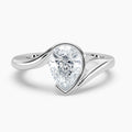 Auriya 14K Gold Lab Grown Diamond Pear Shape Wrap Bezel Solitaire Engagement Ring 1.00 5.00Ct. Tw. F G Vs