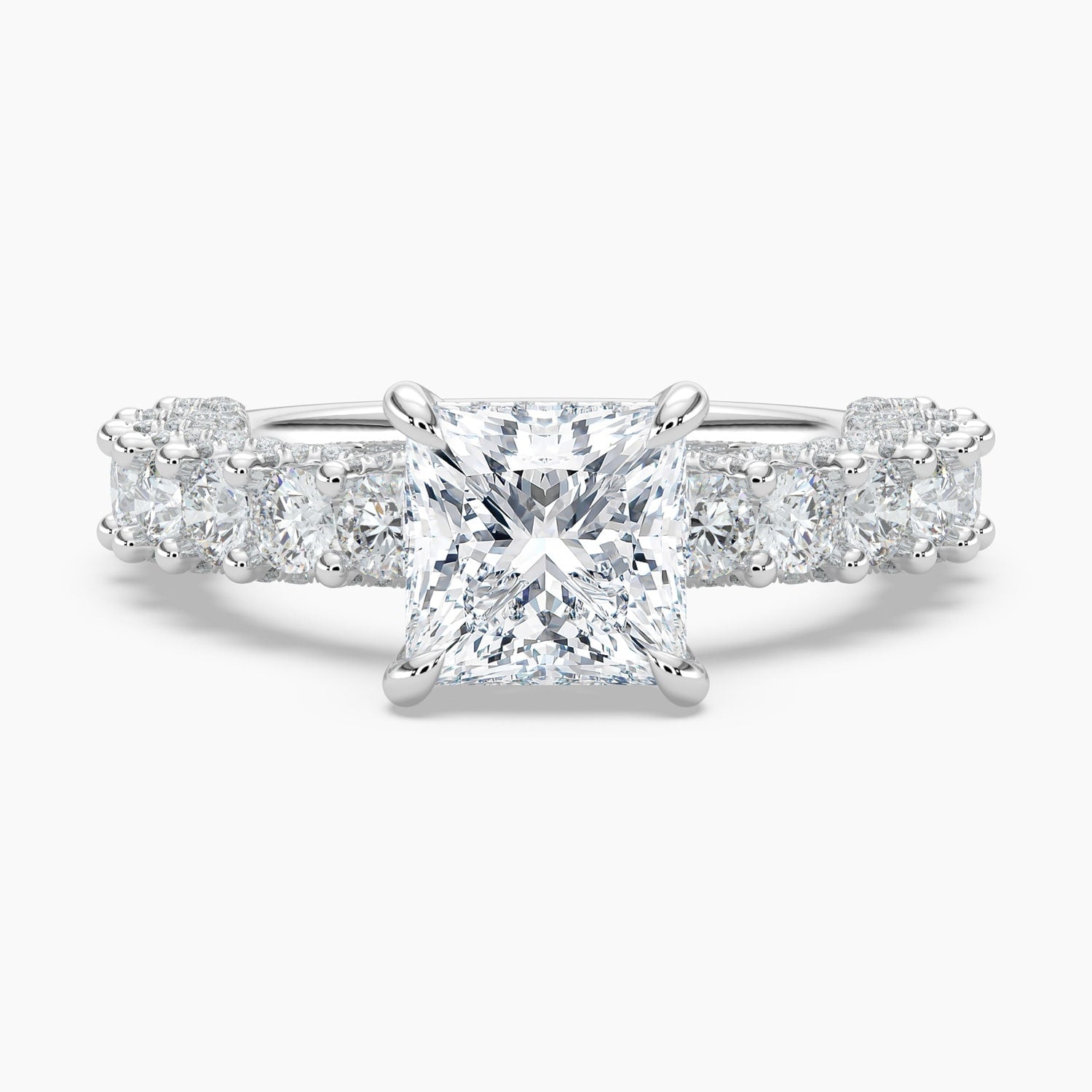 Auriya 14K Gold Lab Grown Diamond Princess Cut Adorned Crescent Engagement Ring 3.19 7.19Ct. Tw. F G Vs