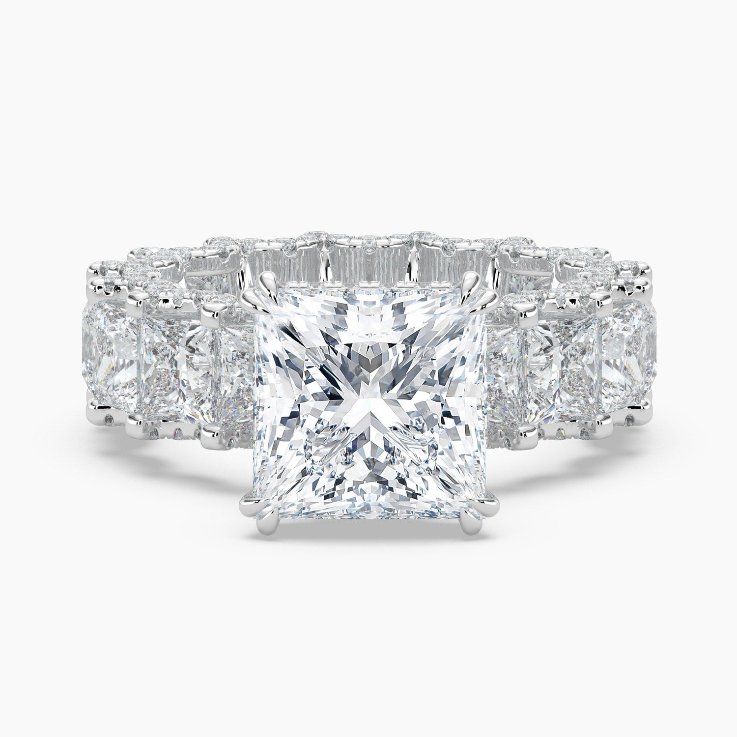 Auriya 14K Gold Lab Grown Diamond Princess Cut Adorned Round Crescent Eternity Engagement Ring 6.33 10.33Ct. Tw. F G Vs