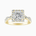 Auriya 14K Gold Lab Grown Diamond Princess Cut Braided Halo Engagement Ring 1.35 5.35Ct. Tw. F G Vs
